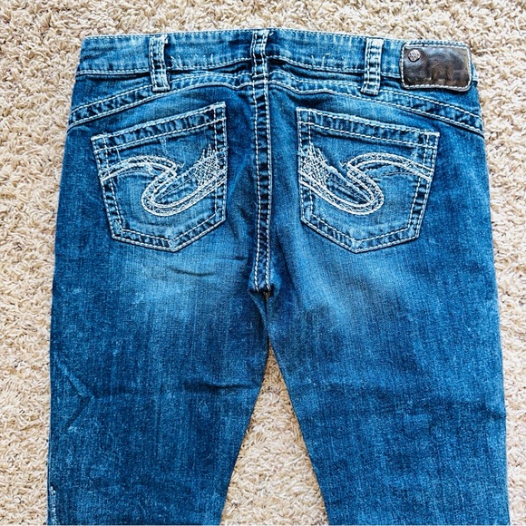 Silver Jeans Stylish Blue Denim Skinny Jeans Distressed 31 X 33 Women’s - Picture 8 of 12